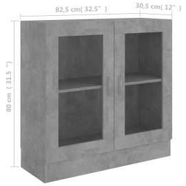 Dulap cu vitrină, gri beton, 82,5 x 30,5 x 80 cm, pal, 8 image