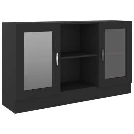 Dulap cu vitrină, negru, 120 x 30,5 x 70 cm, pal, 2 image