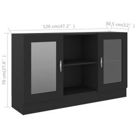 Dulap cu vitrină, negru, 120 x 30,5 x 70 cm, pal, 8 image