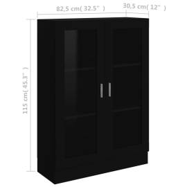 Dulap cu vitrină, negru, 82,5 x 30,5 x 115 cm, pal, 8 image