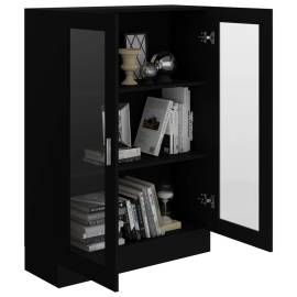Dulap cu vitrină, negru, 82,5 x 30,5 x 115 cm, pal, 4 image