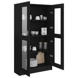 Dulap cu vitrină, negru, 82,5 x 30,5 x 150 cm, pal, 4 image