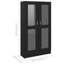 Dulap cu vitrină, negru, 82,5 x 30,5 x 150 cm, pal, 8 image