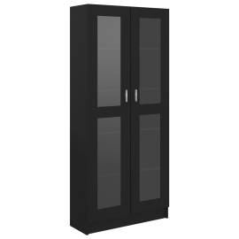 Dulap cu vitrină, negru, 82,5 x 30,5 x 185,5 cm, pal, 2 image