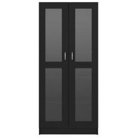 Dulap cu vitrină, negru, 82,5 x 30,5 x 185,5 cm, pal, 6 image