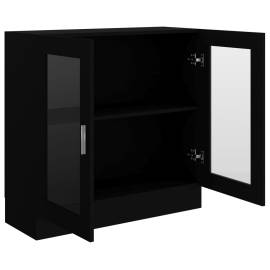 Dulap cu vitrină, negru, 82,5 x 30,5 x 80 cm, pal, 5 image