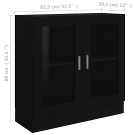 Dulap cu vitrină, negru, 82,5 x 30,5 x 80 cm, pal, 8 image