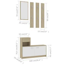 Mobilier de hol, alb și stejar sonoma, 100x25x76,5 cm, pal, 9 image