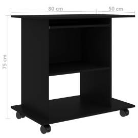 Birou de calculator, negru, 80 x 50 x 75 cm, pal, 6 image