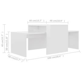 Set măsuțe de cafea, alb extralucios, 100x48x40 cm, pal, 7 image