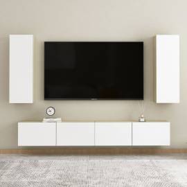 Comodă tv, alb și stejar sonoma, 30,5x30x90 cm, pal, 7 image