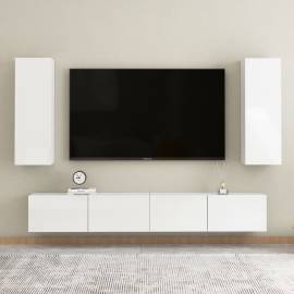 Comodă tv, alb extralucios, 30,5x30x90 cm, pal, 7 image
