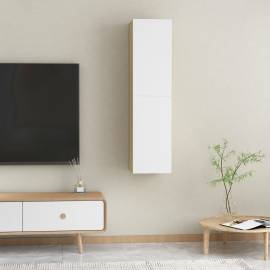 Comode tv, 2 buc., alb și stejar sonoma, 30,5x30x60 cm, pal, 6 image