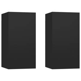 Comode tv, 2 buc., negru, 30,5x30x60 cm, pal, 2 image