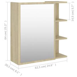 Dulap baie cu oglindă, stejar sonoma, 62,5x20,5x64 cm pal, 10 image