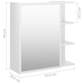 Dulap de baie cu oglindă, alb extralucios, 62,5x20,5x64 cm, pal, 10 image