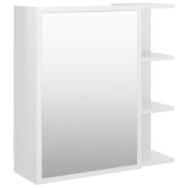 Dulap de baie cu oglindă, alb extralucios, 62,5x20,5x64 cm, pal, 2 image