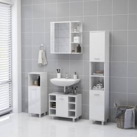 Dulap de baie cu oglindă, alb extralucios, 62,5x20,5x64 cm, pal, 5 image