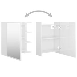 Dulap de baie cu oglindă, alb extralucios, 62,5x20,5x64 cm, pal, 6 image