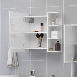 Dulap de baie cu oglindă, alb extralucios, 62,5x20,5x64 cm, pal, 3 image