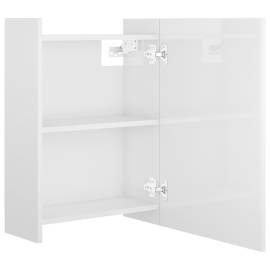Dulap de baie cu oglindă, alb extralucios, 62,5x20,5x64 cm, pal, 7 image
