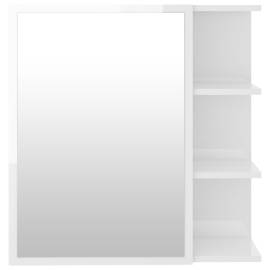 Dulap de baie cu oglindă, alb extralucios, 62,5x20,5x64 cm, pal, 8 image