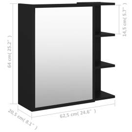 Dulap de baie cu oglindă, negru, 62,5 x 20,5 x 64 cm, pal, 9 image