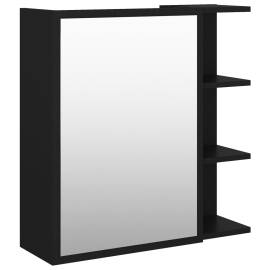 Dulap de baie cu oglindă, negru, 62,5 x 20,5 x 64 cm, pal, 2 image