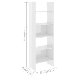 Bibliotecă, alb extralucios, 60x35x180 cm, pal, 7 image