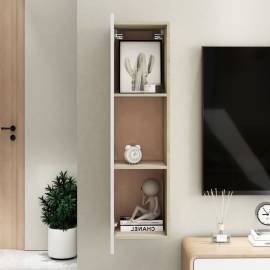 Comodă tv, alb și stejar sonoma, 30,5x30x110 cm, pal, 6 image