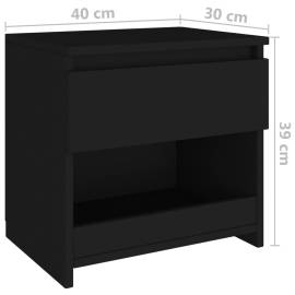 Noptiere, 2 buc., negru, 40x30x39 cm, pal, 8 image