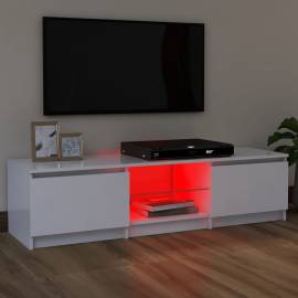 Comodă tv cu lumini led, alb, 120x30x35,5 cm, 3 image