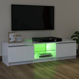 Comodă tv cu lumini led, alb, 120x30x35,5 cm, 4 image