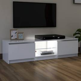 Comodă tv cu lumini led, alb, 140x40x35,5 cm, 5 image