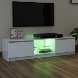 Comodă tv cu lumini led, alb, 140x40x35,5 cm, 4 image
