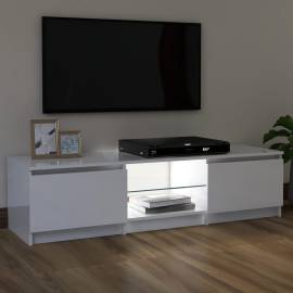 Comodă tv cu lumini led, alb extralucios, 120x30x35,5 cm, 5 image
