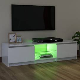 Comodă tv cu lumini led, alb extralucios, 120x30x35,5 cm, 4 image