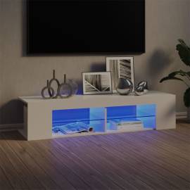 Comodă tv cu lumini led, alb extralucios, 135x39x30 cm