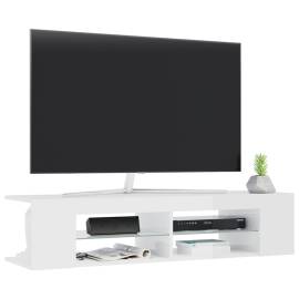 Comodă tv cu lumini led, alb extralucios, 135x39x30 cm, 6 image