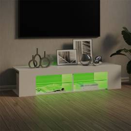 Comodă tv cu lumini led, alb extralucios, 135x39x30 cm, 4 image