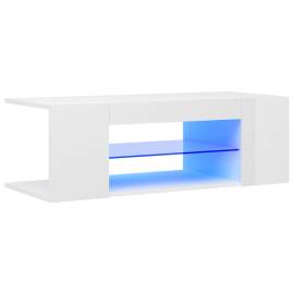 Comodă tv cu lumini led, alb extralucios, 90x39x30 cm, 2 image
