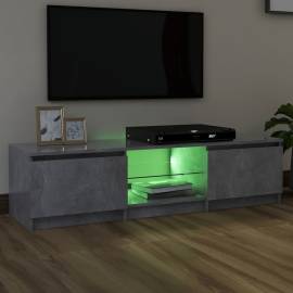 Comodă tv cu lumini led, gri beton, 140x40x35,5 cm, 4 image