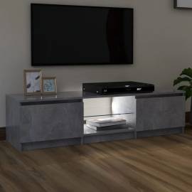 Comodă tv cu lumini led, gri beton, 140x40x35,5 cm, 5 image