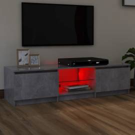 Comodă tv cu lumini led, gri beton, 140x40x35,5 cm, 6 image