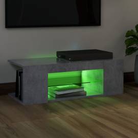 Comodă tv cu lumini led, gri beton, 90x39x30 cm, 4 image