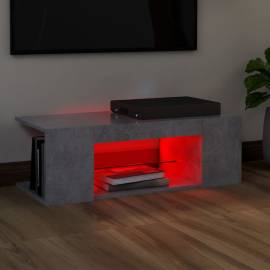 Comodă tv cu lumini led, gri beton, 90x39x30 cm, 5 image