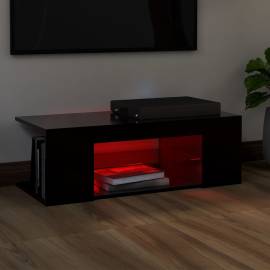 Comodă tv cu lumini led, negru, 90x39x30 cm, 5 image