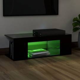 Comodă tv cu lumini led, negru, 90x39x30 cm, 3 image