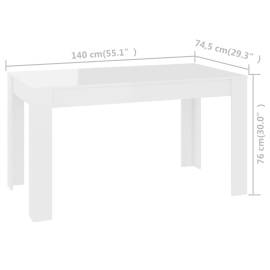 Masă de bucătărie, alb extralucios, 140x74,5x76 cm, pal, 5 image