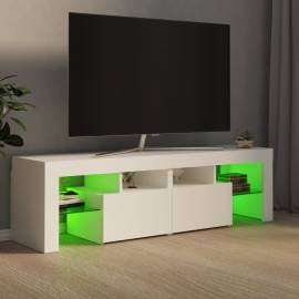 Comodă tv cu lumini led, alb, 140x35x40 cm, 4 image
